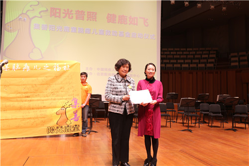 启动仪式上,贾莉女士接受捐赠证书